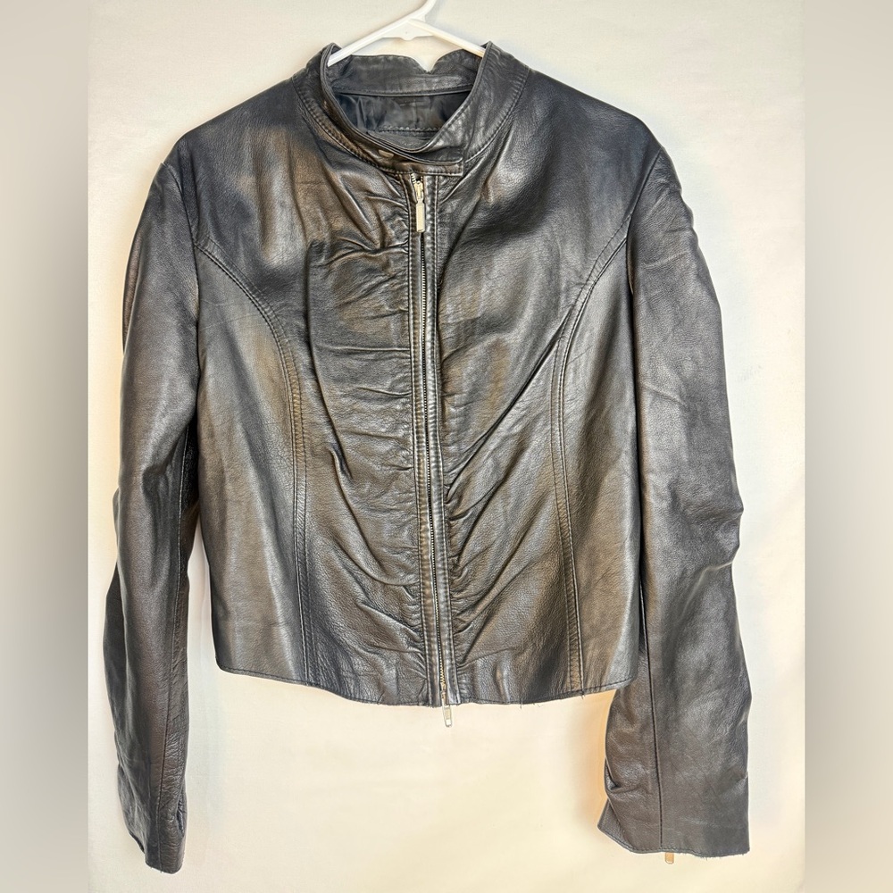 Barone Cropped Black Leather Women's Jacket